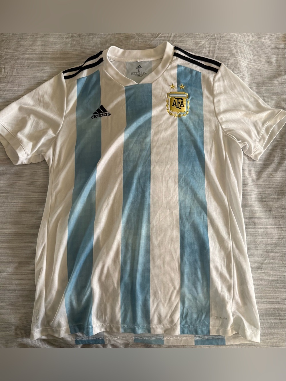 Adidas  Argentina National Team Jersey - White & Light Blue Size L